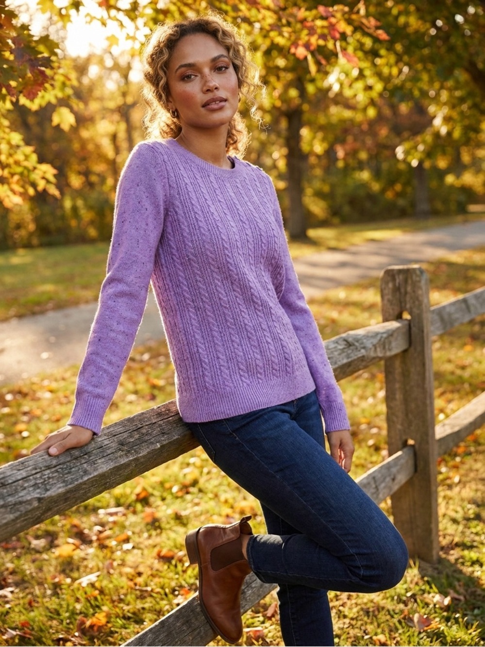 Talbots Purple Cable-Knit Women’s Sweater